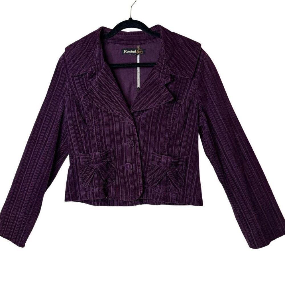 Vintage Rewind Burgundy Corduroy Wide Collar Jacket Sz 6 Y2K, Whimsigoth, Fairy